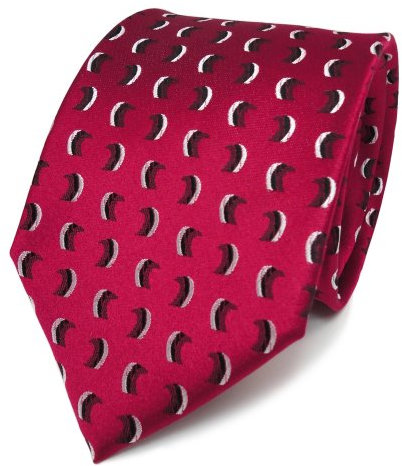 Designer Seidenkrawatte rot schwarz silber gemustert Satinglanz - Krawatte Seide Tie