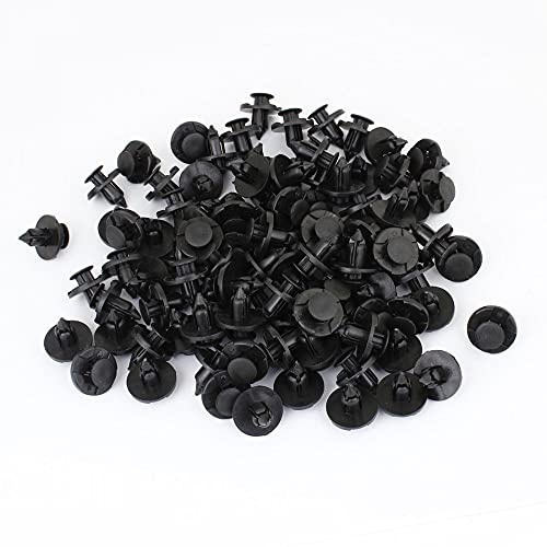 sourcing map 100Pcs 8mm Agujero 8mm Grapa Guardabarros Parachoques De Coche Remaches De Plástico Negro Clips De Sujeción para Grapas Puerta