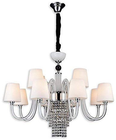 Lampenlux LED Pendelleuchte Baran Chrom Hängeleuchte Glasschirm Kristall Lüster 5 flammig