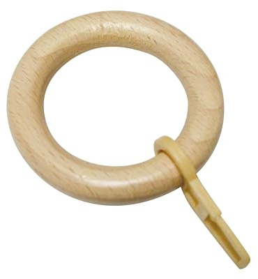 Gardinia Anelli per Tenda con Ganci Pieghevoli, in Legno di Pino, 10 pz, Wood, Pezzi, unità