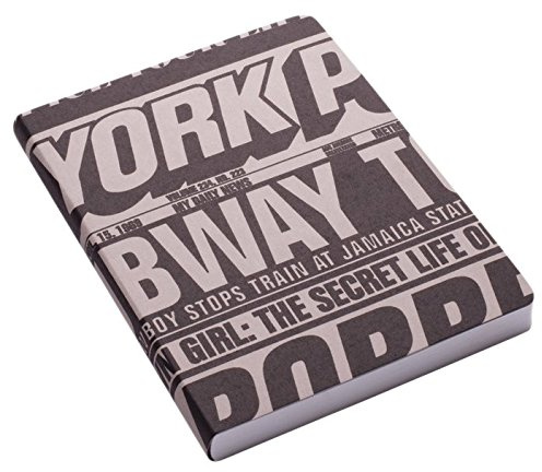 nuuna Design Notizbuch Graphic L - New York Subway - Jeans Label Material, Softcover, Punktraster, DIN A5, schwarz