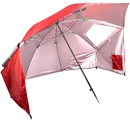 Sport-Brella Umbrella Sonnenschirm für Strand und Garten, Robust, Schutz vor Sonne, Regen und Wind, Mit Tragetasche, Rot, 54'' / 136cm