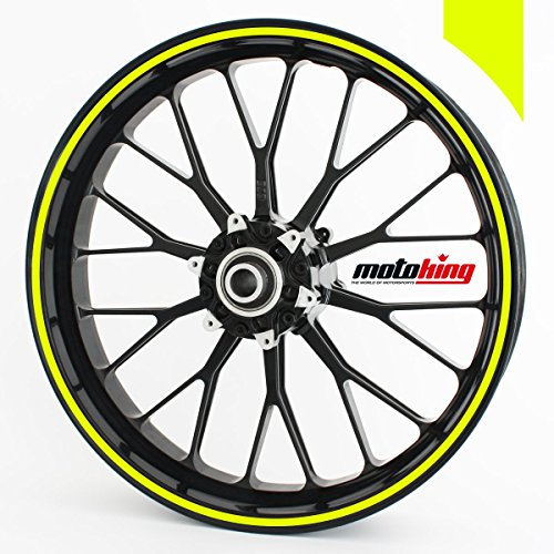 Motoking Felgenrandaufkleber 360° in Neonfarben/ganzer Kreis / 15 bis 18 / 4 mm/NEON GELB