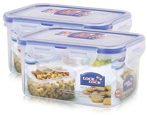 2 X Lock & Lock Stackable Airtight Container Rectangular 470ml - HPL807 by Lock & Lock