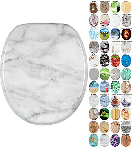 Sanilo Tapa de inodoro, gran selección de atractivos asientos para WC y duradera de madera (Mármol)