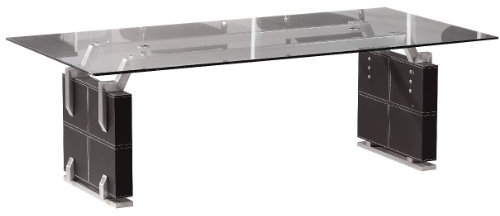 Jet-Line® | Büromöbel | Besprechungstisch Verona | schwarz | Büroausstattung | Konferenz Tisch | Kunstlederüberzug | Edelstahl gebürstet | stabile Glasplatte | Office | Konferenztisch