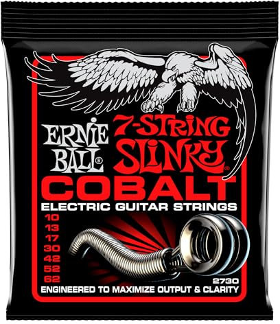 Ernie Ball Skinny Top Heavy Bottom Slinky Cobalt 7-Saiter E-Gitarrensaiten, Stärke 10-62