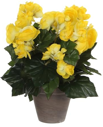 Mica decorations 977507 Begonie in Stan Topf, Polyester, gelb, 25 x 25 x 30 cm