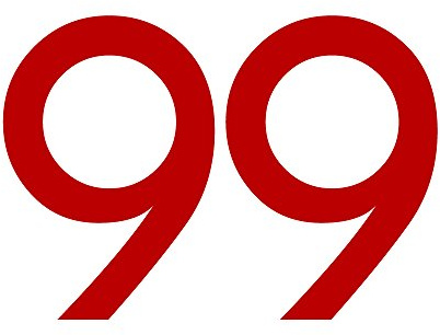 Zahl 99 in rot, 30 cm großer Sticker aus selbstklebender Klebefolie zum aufkleben, wetterfeste Klebezahl