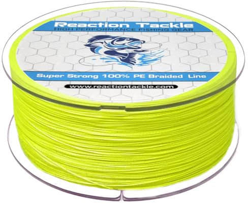 Reaction Tackle Braided Fishing Line Hi Vis Yellow 10LB 500yd