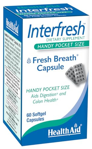 HealthAid Interfresh - for Fresh Breath - Peppermint Oil - Bad Breath & Digestion Support - 60 Capsules