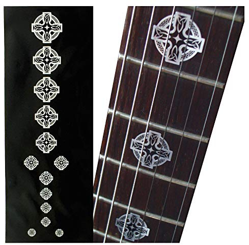 Inlaystickers Inlay Sticker Griffbrett Position Marker für Gitarren & Bass - Celtic Cross - Metallisch, F-072CC-MT