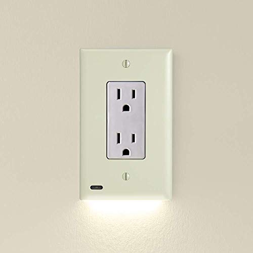 5 Pack - SnapPower GuideLight [for Standard Decor, Not GFCI outlets] - Night Light - Electrical Outlet Wall Plate with LED Night Lights - Automatic On/Off Sensor - (Décor, Ivory)