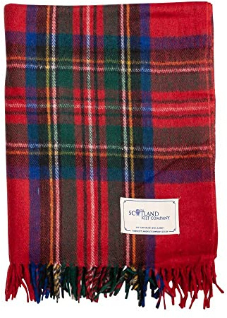 The Scotland Kilt Company Scottish Throw Large Wool Tartan Rug in Royal Stewart - Warm Picnic Travel Blanket - 60 x 70”