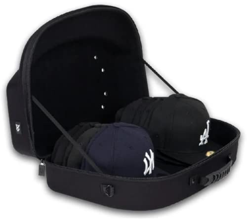 Homiegear Authentische Kappen-Tragetasche für 14 Kappen – Wasserabweisende Kappen-Aufbewahrungstasche – bruchsichere Reisetasche für alle Marken mit stabilem Schultergurt – Schwarz, Schwarz