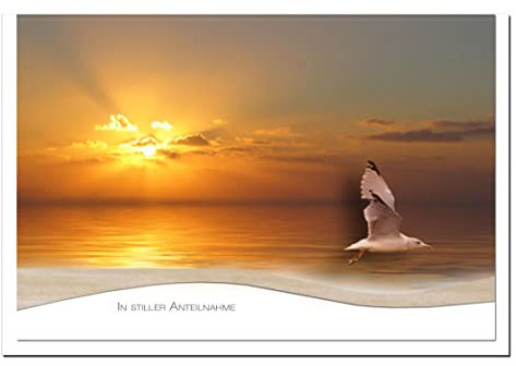 metALUm Trauerkarte WEITE | Sonnenuntergang am Meer 01520
