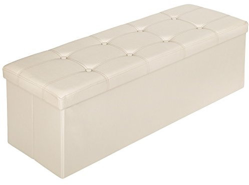 TecTake 110x38x38 cm Sgabello pieghevole Cassapanca Pouf Contenitore Poggiapiedi Cubo - disponibile in diversi colori - (Beige | no. 401824)