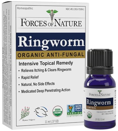 Forces of Nature Ringworm Treatment for Humans, Organic Homeopathic Medicine, 0.37 Fl Oz, Antifungal Multi Symptom Relief from Itchy, Red & Irritated Skin Associated with Ringworm, Non GMO