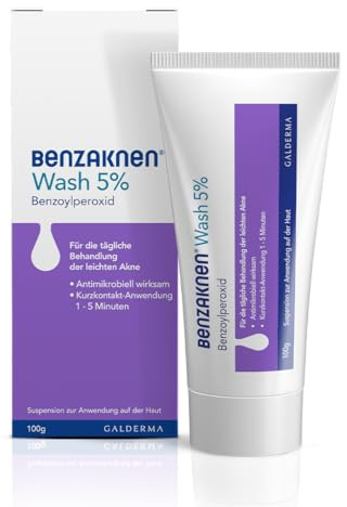 BENZAKNEN Wash 5%, 100g, Waschgel gegen Pickel & Mitesser bei leichter Akne auf Gesicht und Körper, für empfindlichere Haut geeignet, Mit BPO (Benzoylperoxid), Dermatologisch getestet