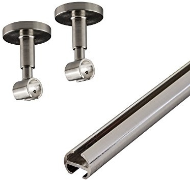 Victoria M. Bastone per Tende Asta per Tende a 1 Binario, con Supporto a Soffitto, Argento, 320 cm (2 x 160 cm)