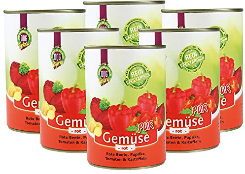 Schecker Hundefutter - 100% Gemüse PUR - rot - Nassfutter für Hunde - 6 x 410 g - getreidefrei - kalorienarm - Diätfutter - BARFen