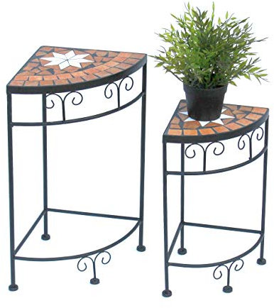 Taburete flores Merano Mosaico Set de 2 12013 Porta flores 42 y 52 cm Taburete Estante de esquina
