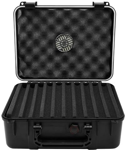Cigar Caddy 40, 40-Cigar Waterproof Travel Humidor, Super Strong Structure, Stainless Steel Latch Hinges, Black Matte