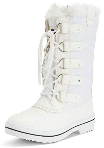 Polar Womens Snow Boot Nylon Tall Winter Snow Waterproof Warm Rain Boot - White - 6-39 - CD0026
