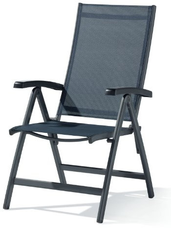 Sieger 945/G-SG Klappsessel Bodega, Aluminium, Vollkunststoff und Textilux-Gewebe, eisengrau-silbergrau