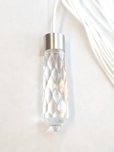 Penbrice Bathroom light cord pull - Glass effect clear acrylic teardrop design (Brushed steel)