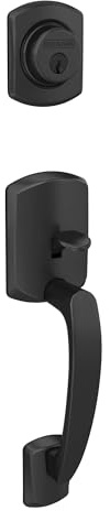 Schlage F58 GRW 622 Greenwich Single Cylinder Exterior Entrance Handleset, Matte Black (Exterior Half Only)
