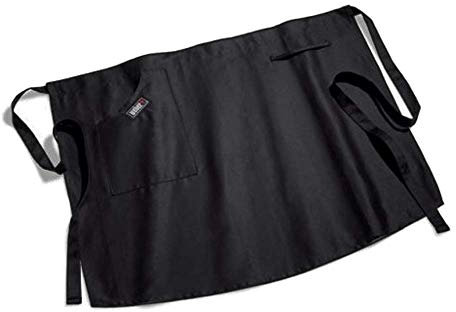 Weber Grillschürze - Kurz, mit Verschlussbändern, schützt Kleidung vor Flecken, 100% Baumwolle, waschmaschinenfest - Schwarz (8301)