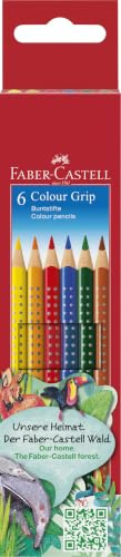 Faber-Castell - Buntstifte Set Colour Grip, 6 Malstifte bruchsicher | Wasservermalbare Farbstifte für Kinder und Erwachsene mit leuchtenden Farben und ergonomischer Dreikantform