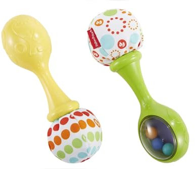 Fisher-Price Rumba-Rasseln - Set aus 2 Rasseln mit bunten Perlen und weichen Griffen, fördert die sensorische Entwicklung und Feinmotorik, für Babys ab 3 Monaten, BLT33