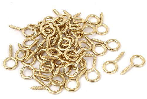 50 Stück Gold 3mm Gewinde-Durchmesser Ringschraube Holzgewinde Ringhaken DE de