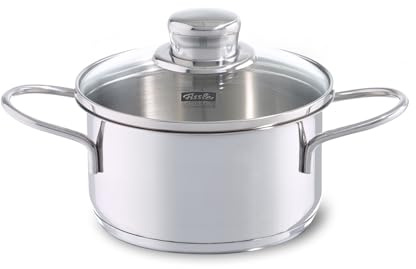 Fissler Häppchen / kleiner Edelstahl-Kochtopf (Ø 14 cm, 1 L) Snacktopf, mit Glas-Deckel, Induktions-geeignet, Silber