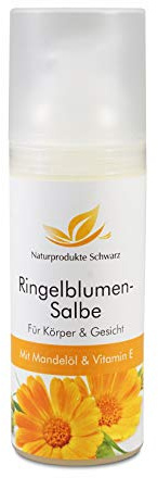 Naturprodukte Schwarz - Ringelblumensalbe mit BIO Mandelöl, Hautschutzsalbe - Ohne Mineralöle, 50ml