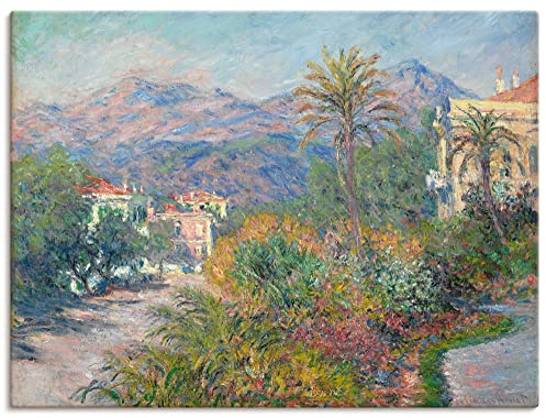 ARTLAND Wanddeko Leinwand Bilder Wandbild Landschaften Straße Pflanzen Paradies Strada Romana in Bordighera 1884 Impressionismus Claude Monet T6ZY