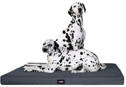 tierlando® Orthopädische Hundematratze Alice aus robustem Polyester 600D, Visco-Matratze mit Rutschfester Unterseite Größe: 120x90cm | Farbe: 02 Graphit