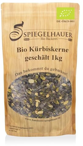 Bäckerei Spiegelhauer Bio Kürbiskerne geschält 1kg I Bio Kürbiskerne 1kg zum Backen Kochen Müsli