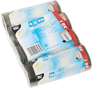 PAPSTAR 1 Karton = 5x80 Müllbeutel, LDPE 30 l 60 cm x 50 cm grau