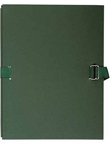Exacompta 733E Dokumentenmappe DIN A4 mit dehnbarem Rücken bis zu 13 cm aus starkem Karton mit gefärbtem Stoffeinband dunkelgrün ideal für Ihre Unterlagen und Dokumente