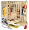 Leomark Deluxe Holz Werkzeug für Kinder - 50-TLG - Werkzeugkasten, Kompakter Werkzeugkoffer, Holzschrank mit Zubehör, Holzkiste mit Metallzubehör