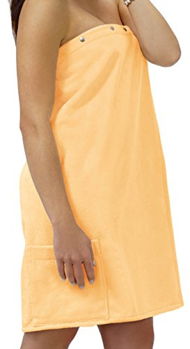 Framsohn Costume per Sauna Kilt da Donna Fun con Bottoni e Tasca, Colore: Giallo Limone, 100% Cotone