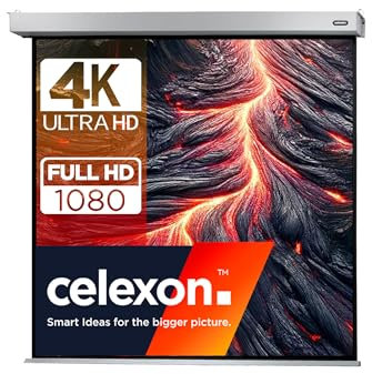 celexon Professional Plus Motor-Leinwand 90 | 160x160 cm 1:1 | elektrische 4K,Full-HD Präsentations-Leinwand für Ihren Heimkinobeamer | zur Decken-/ Wand-Montage | mit Fernbedienung