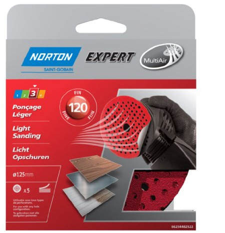 Norton Lot de 5 Disques Pex auto-agrippants expert Diamètre 125 Grain 120 multi air