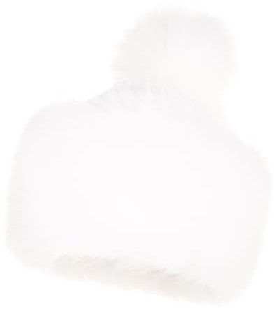 Futrzane Classic Bommel Mütze - Fellmütze Damen - Russen Wintermütze aus Pelz (One Size, Weiß Classic)