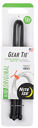 Nite Ize - GT12-2PK-01 Original Gear Tie, Reusable Rubber Twist Tie, 12-Inch, Black, 2 Pack, Made in the USA