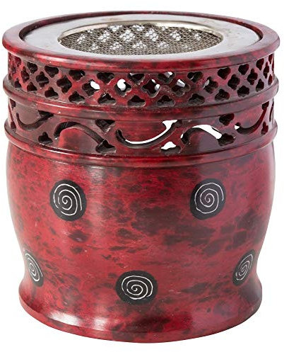 Räuchergefäß Jali rot 9x10cm Speckstein