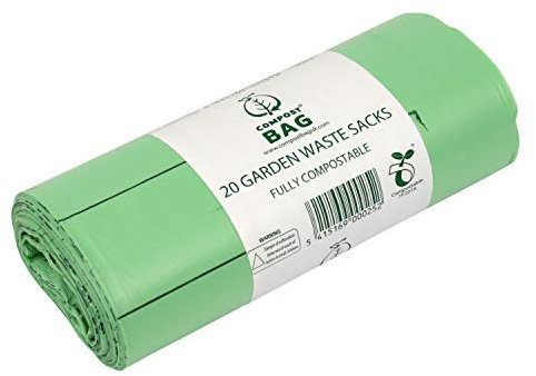 20 bags Compostable Garden Waste Sacks - Compost Bag Liners - EN 13432 - Bin Bags with Composting Guide